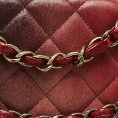 Chanel Maxi Ombre Degradé Pink Burgundy Quilted Leather Classic Single Flap Bag