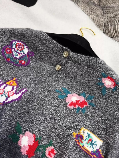 Chanel 24A  Teacup and Teapot Gray Top