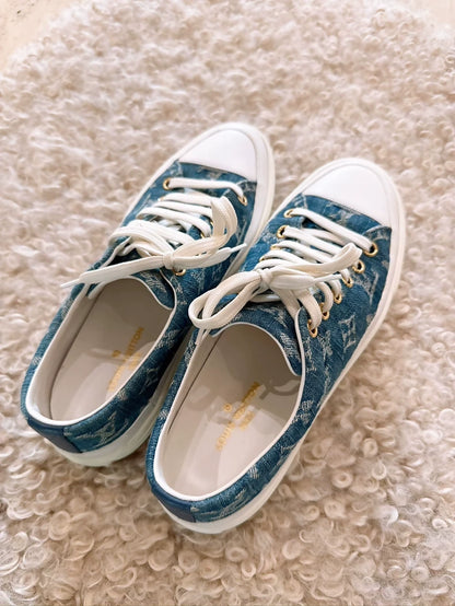Louis Vuitton LV monogram full logo denim sneakers