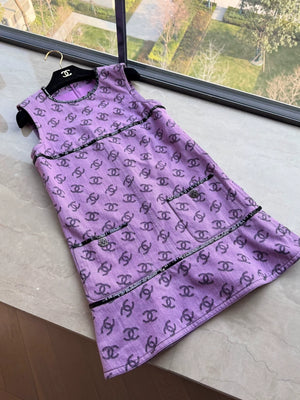 Chanel 22S purple denim CC dress