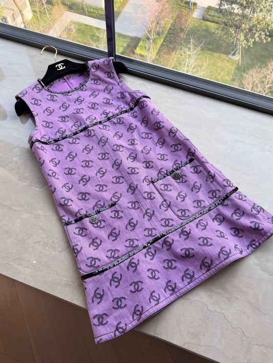 Chanel 22S purple denim CC dress