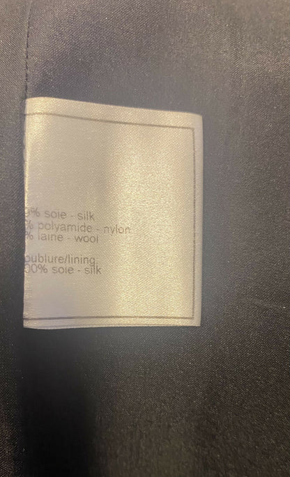 CHANEL 08P RUNWAY BLACK TWEED DRESS GOLD CC LOGO CHAINS FR 50