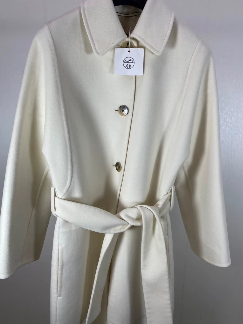 Hermes beige cashmere belted coat