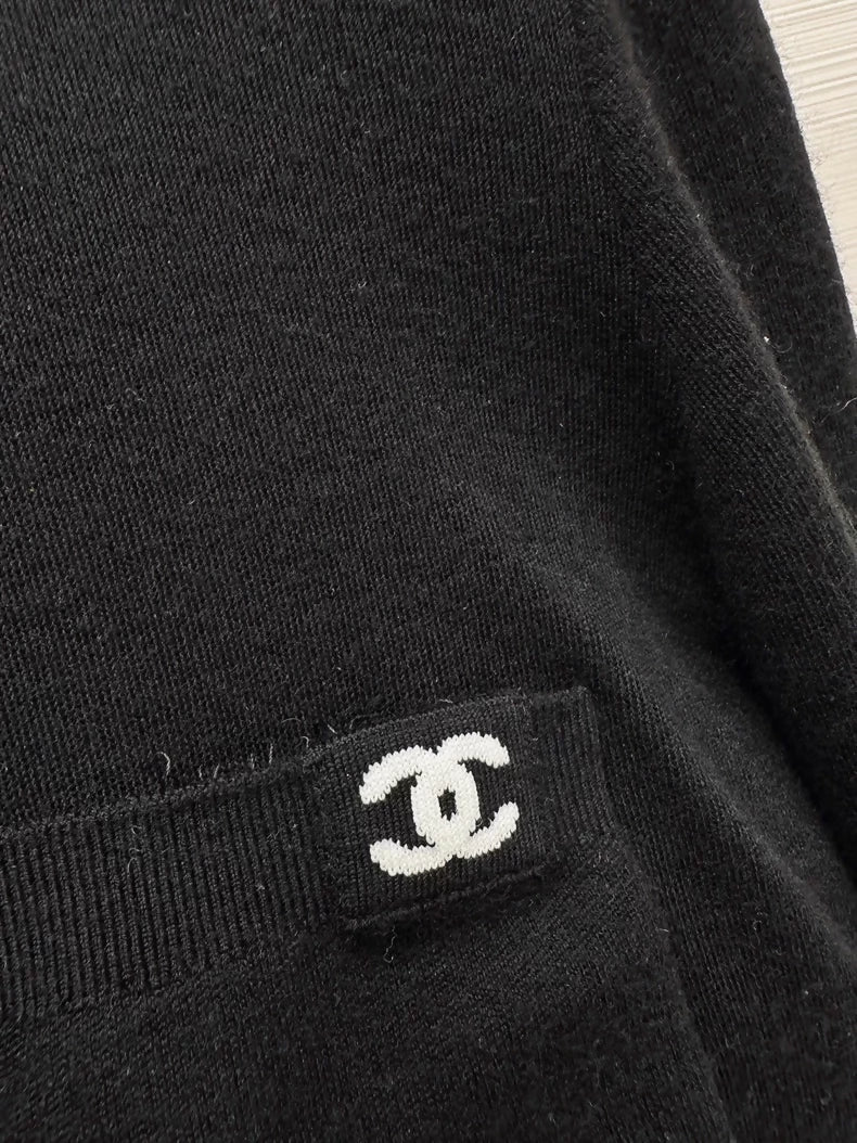 Chanel Coco Neige black hooded knit cardigan