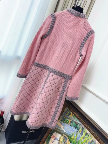Chanel pink and grey cashmere knit dress
