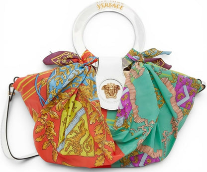 Versace 2022 La Medusa Small Straw Raffia Silk Bag