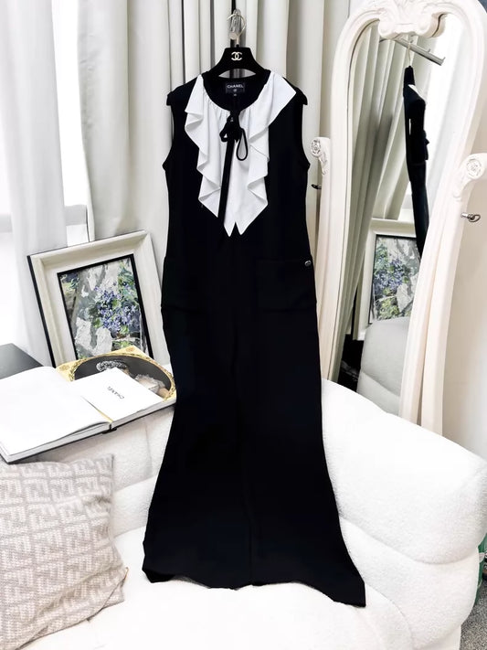Chanel 25B black and white jumpsuit