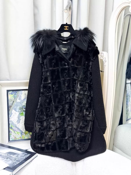 Fendi black fur hooded long winter coat – Wararni.com