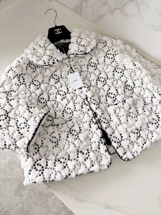 Chanel 25N White Sequined Fur Coat