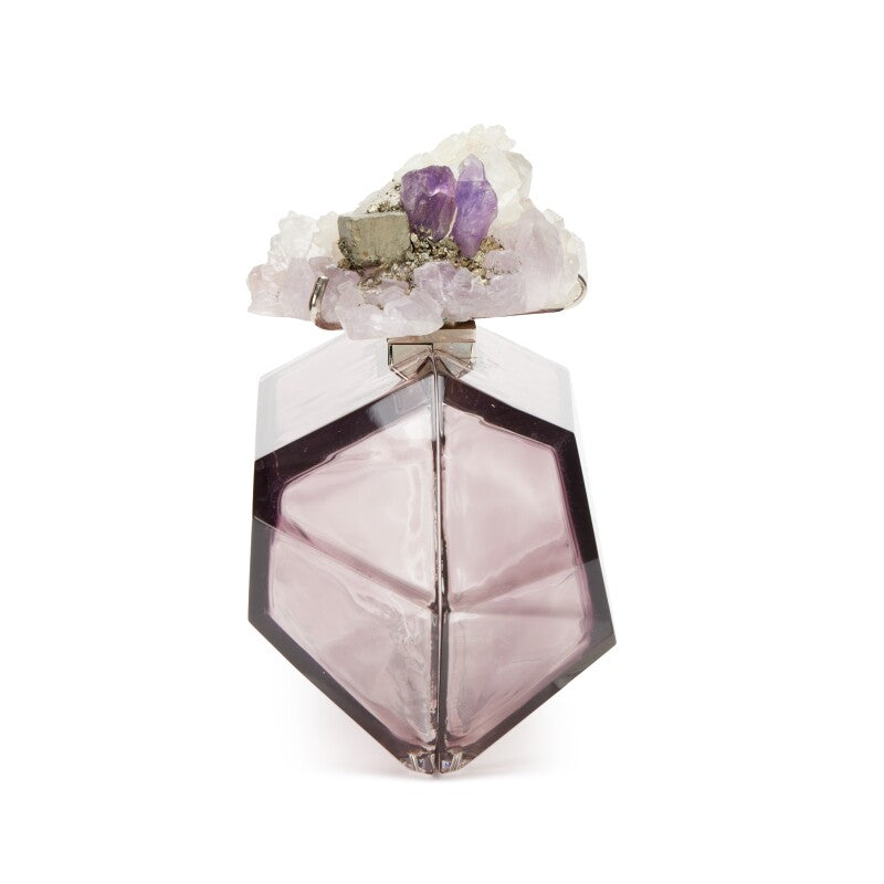 Chanel 12 Purple Crystal Minaudiere Clutch bag with silver hardware