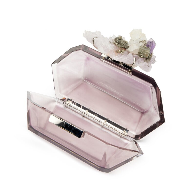 Chanel 12 Purple Crystal Minaudiere Clutch bag with silver hardware