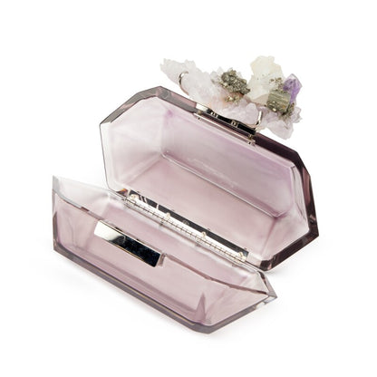 Chanel 12 Purple Crystal Minaudiere Clutch bag with silver hardware