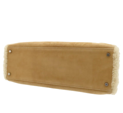 Hermes Kelly 40 Veau Doblis Suede Shearling Teddy Palladium Hardware
