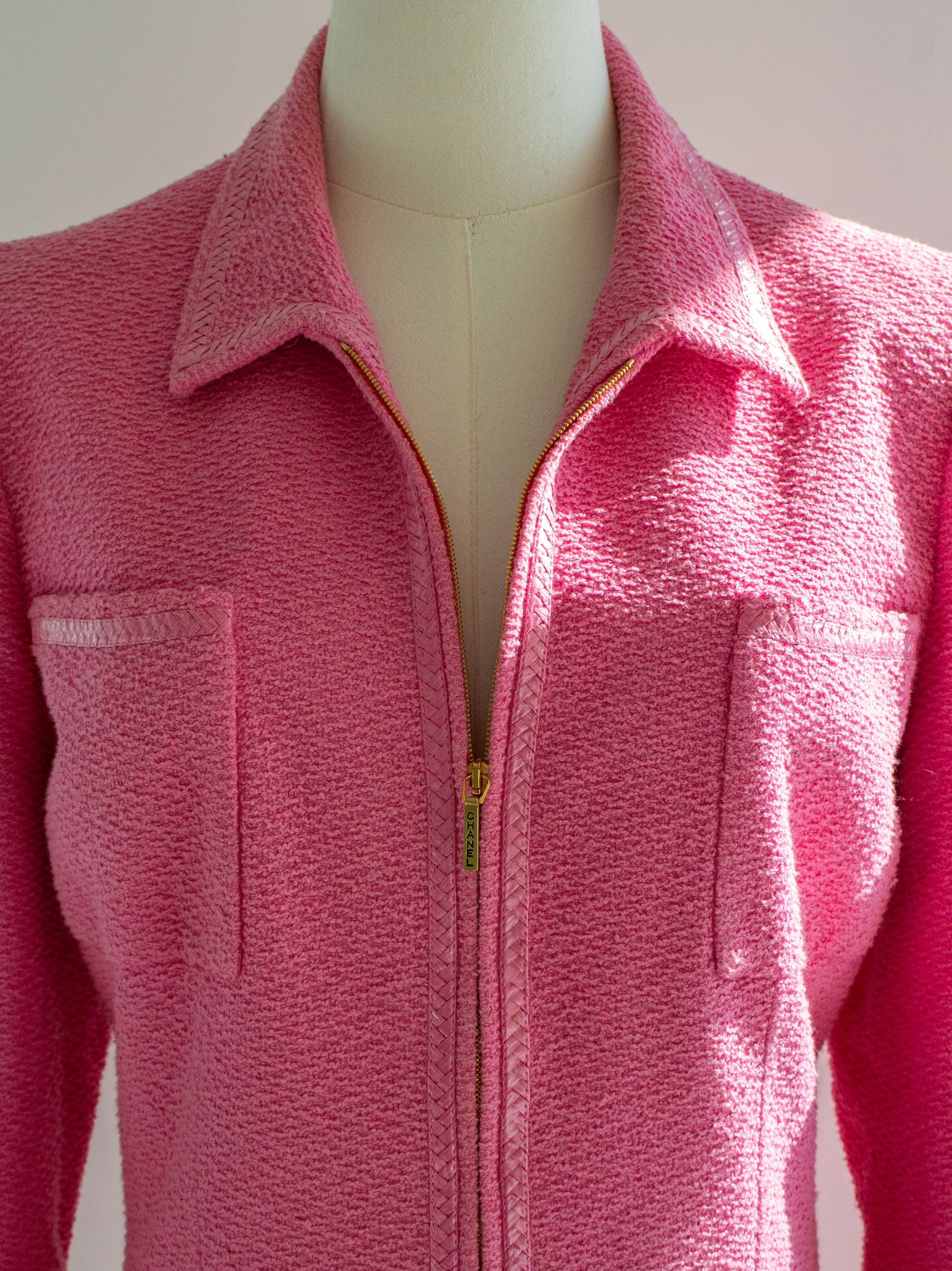 chanel vintage spring 1995 pink barbie zip 95p  jacket 3