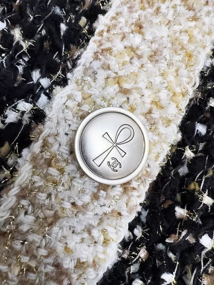 Chanel 19A tweed Egyptian gold thread knit cardigan