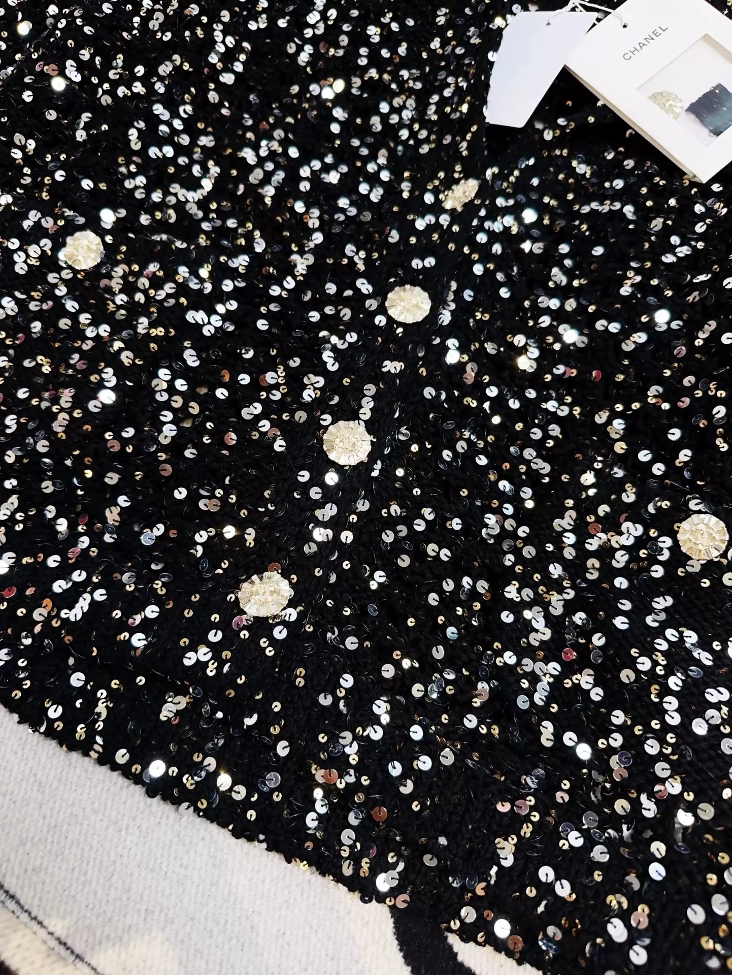 Chanel 23c black full sequin cardigan
