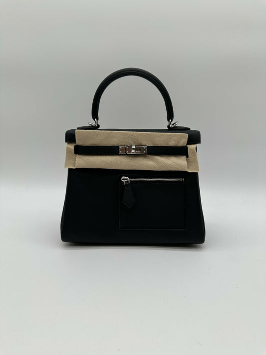 Hermès Kelly 25 colormaric Black PHW Stamp K