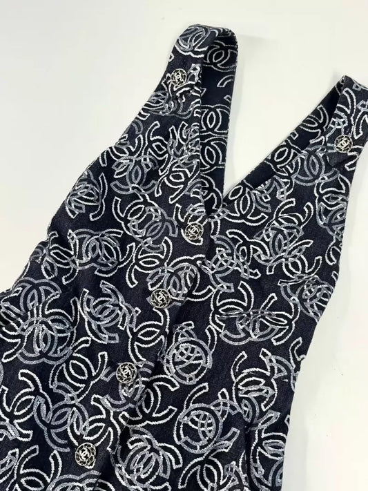 Chanel 22S cc logo black dress