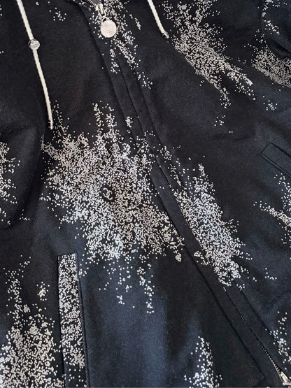 Chanel 25B black Fleece Lined Hooded Jacket