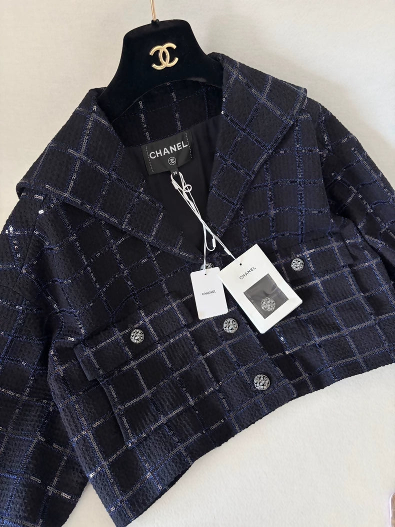 Chanel 24S Dark Blue Sequined jacket