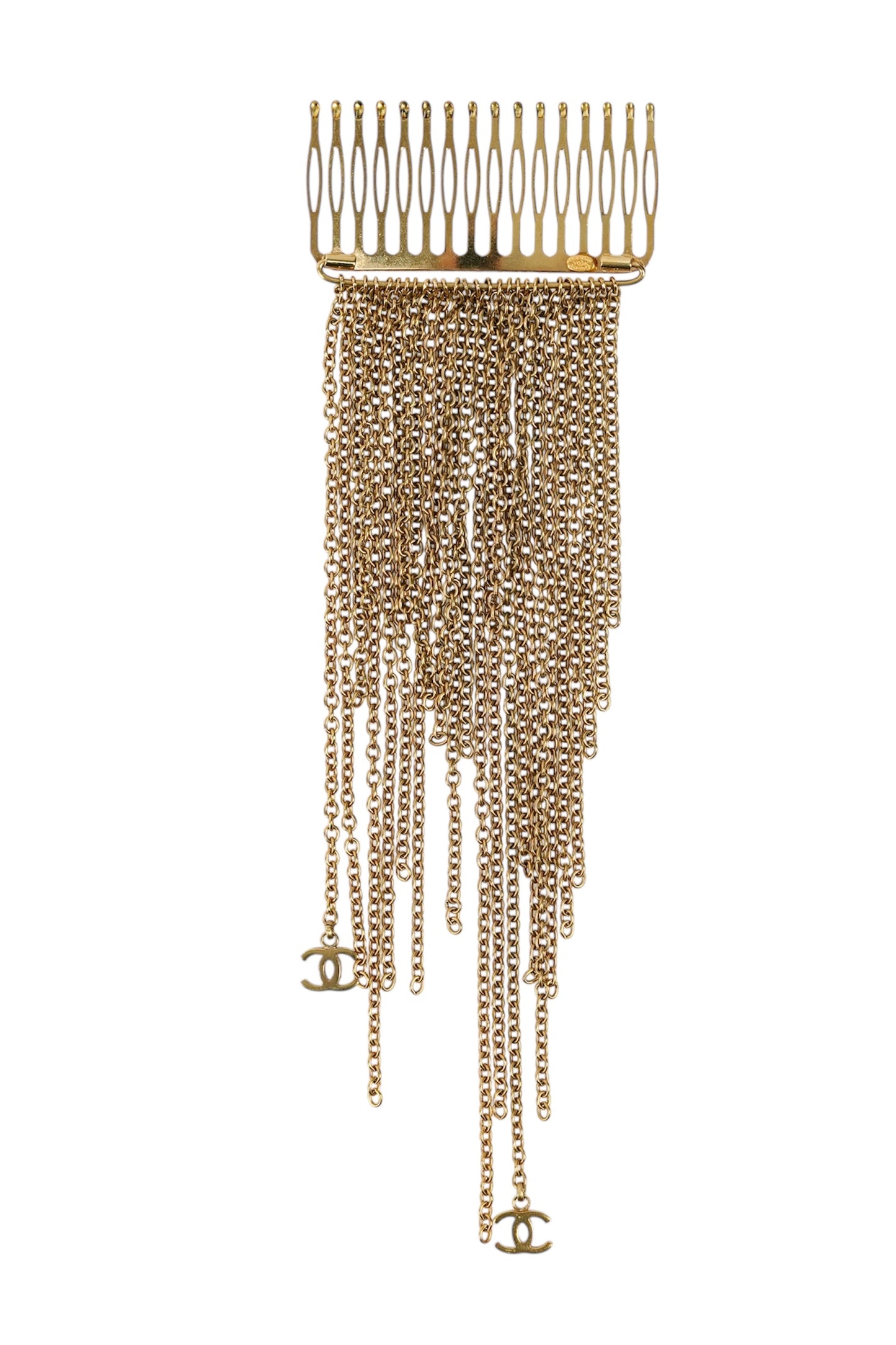 rare Chanel Gold Chain fringed hair accesory