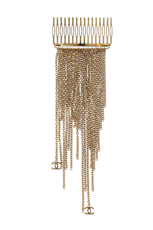 rare Chanel Gold Chain fringed hair accesory