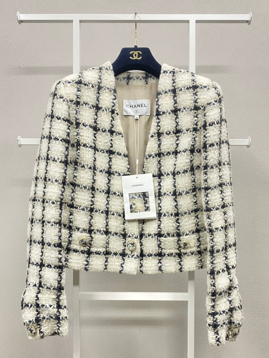 Chanel 19 black 
white tweed Jacket
