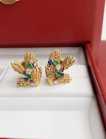 Cartier Gold Colored Diamond Ear Clip Second Hand With Box