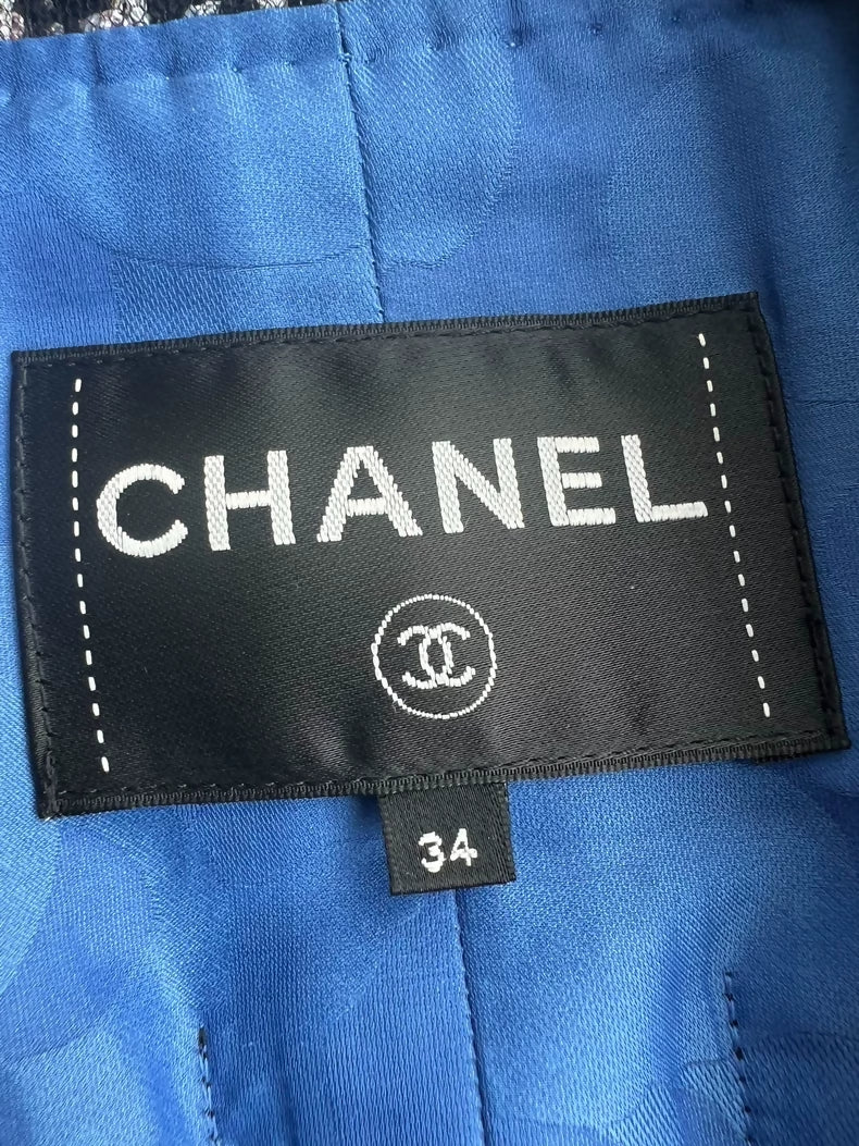 Chanel 20p blue tweed jacket