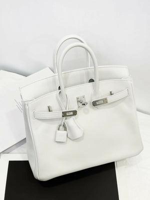 Hermès Birkin 25 Blanc (0U) / New White Leather with Palladium Hardware W Stamp