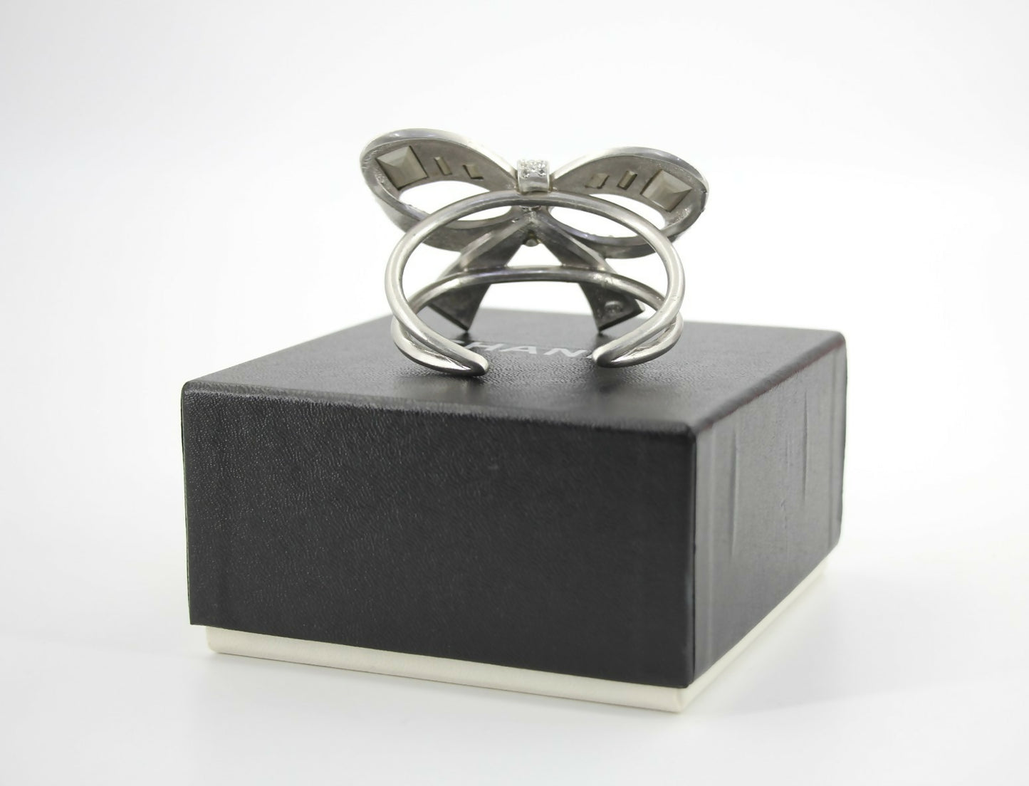 Chanel Vintage 08P Rhinestone Spring Silver Bow Brooch