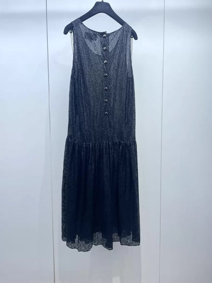 Chanel black silk dress
