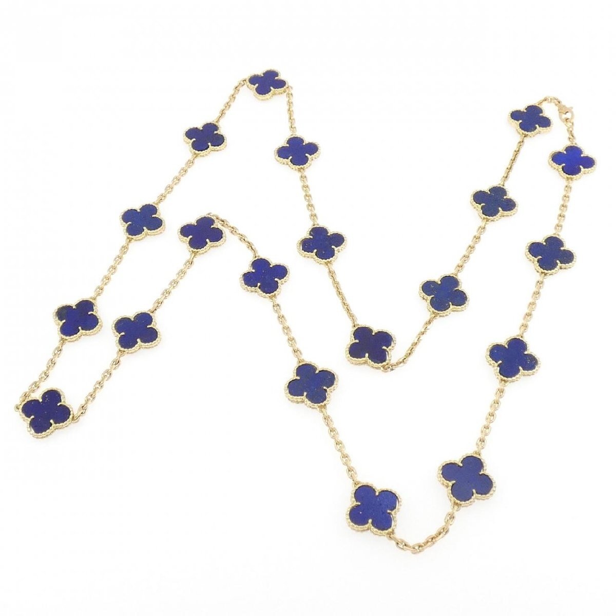 Van Cleef & Arpels Vintage Alhambra Lapis Lazuli 20 Motif Yellow Gold Necklac
