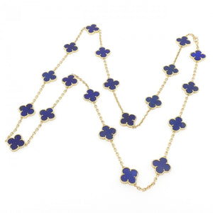 Van Cleef & Arpels Vintage Alhambra Lapis Lazuli 20 Motif Yellow Gold Necklac