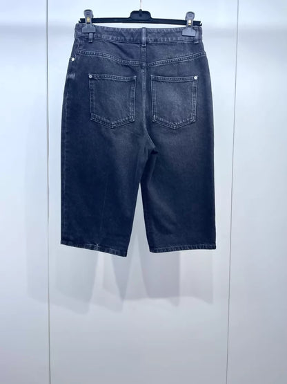 Chanel 24A Black Denim Shorts