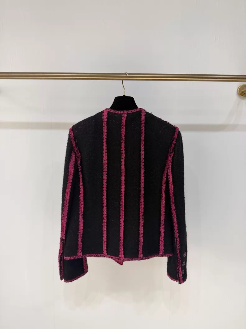 Chanel 22K black and red tweed jacket