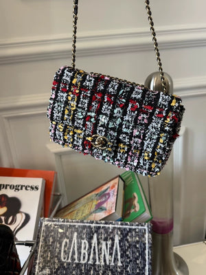 Chanel 25C Limited Edition Multi-Color tweed Sequin Mini CF