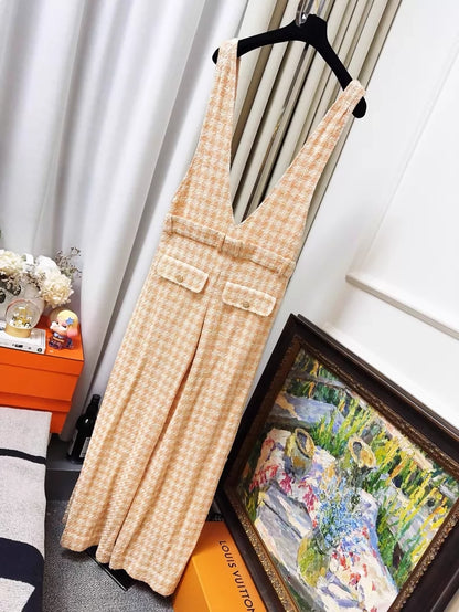 Chanel 23S Orange Houndstooth Jumpsuit
