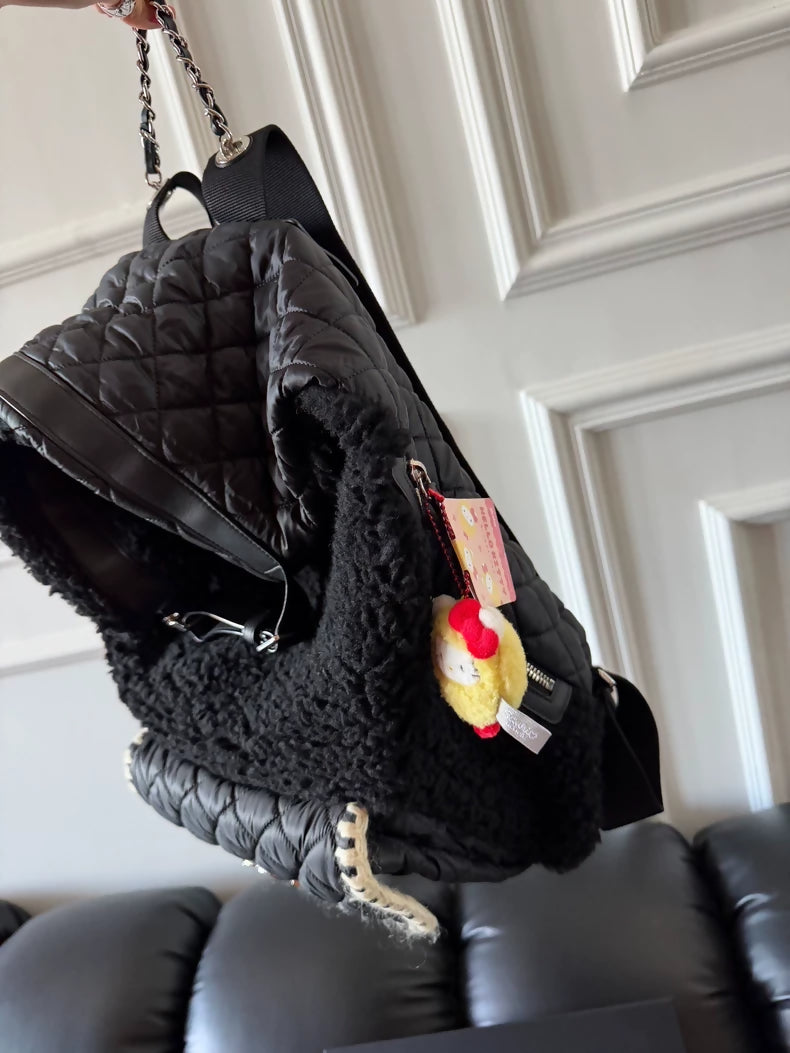 Chanel 2018 backpack in patchwork nylon and lambswool
