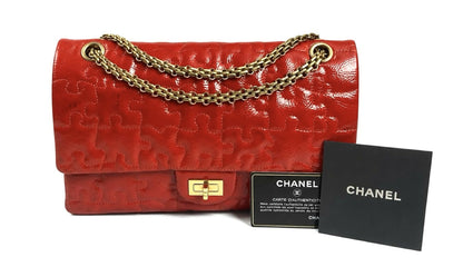 Chanel 226 Medium Puzzle 2.55 Reissue Red Patent Leather Classic Flap Bag GHW