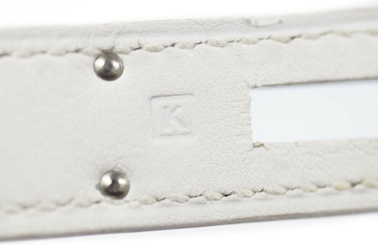Hermes Kelly 28 white leather with green fabrics Phw