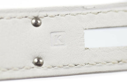 Hermes Kelly 28 white leather with green fabrics Phw