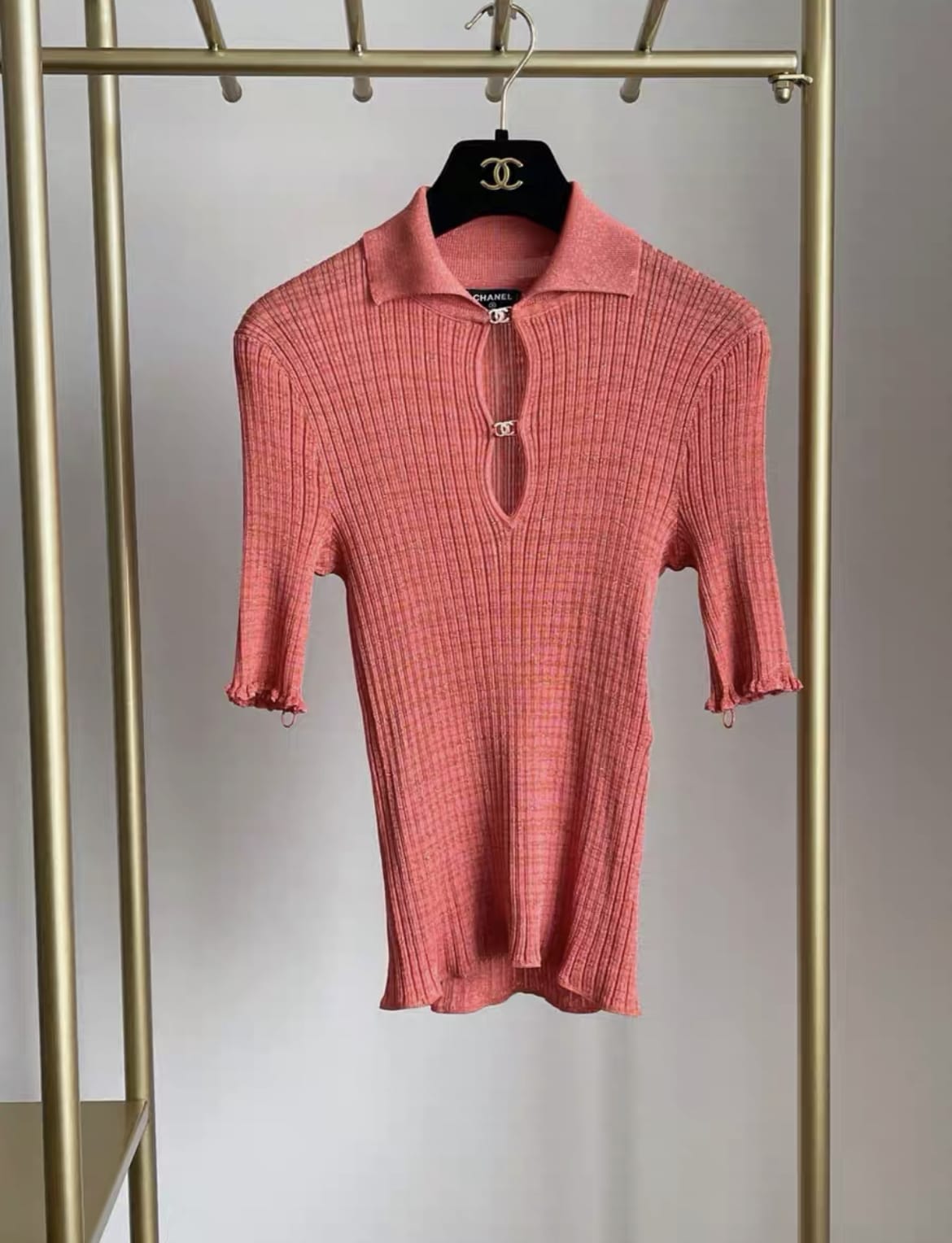 CHANEL Chanel 22SS  orange red knitted top fr38 - Medium Top - Used fashion item from Wararni