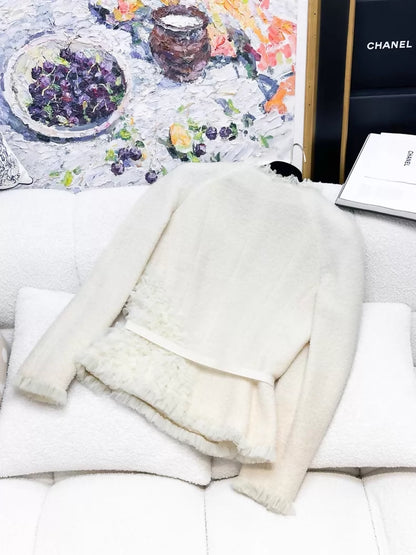Chanel 02C ecru Lace Top with Belt