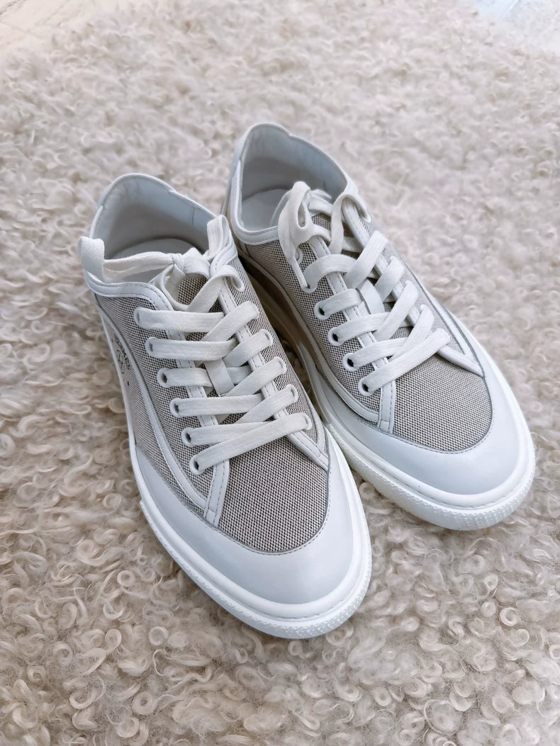 Hermes Get series stamp logo patchwork canvas shoes