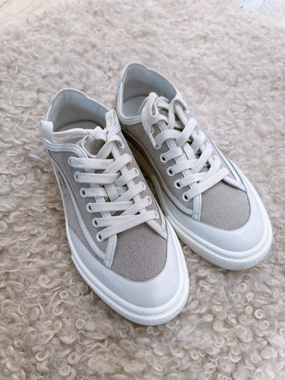 Hermes Get series stamp logo patchwork canvas shoes