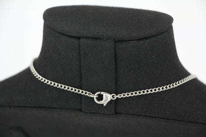 Chanel Vintage 04P Enamel Peach Pink CC Silver Chain Necklace