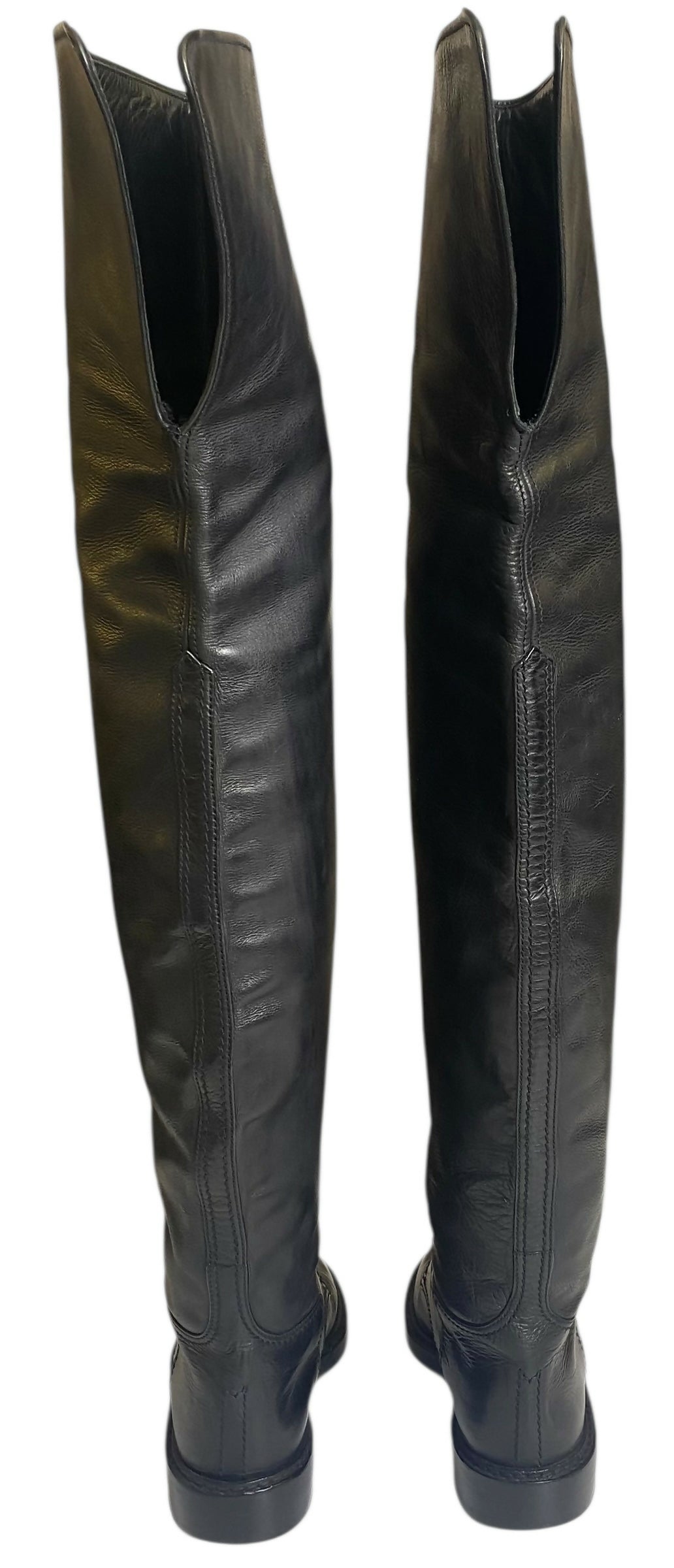 Rare Vintage Chanel 90s Claudia Schiffer Black Leather CC Riding Boots EU 36 (fits 37)