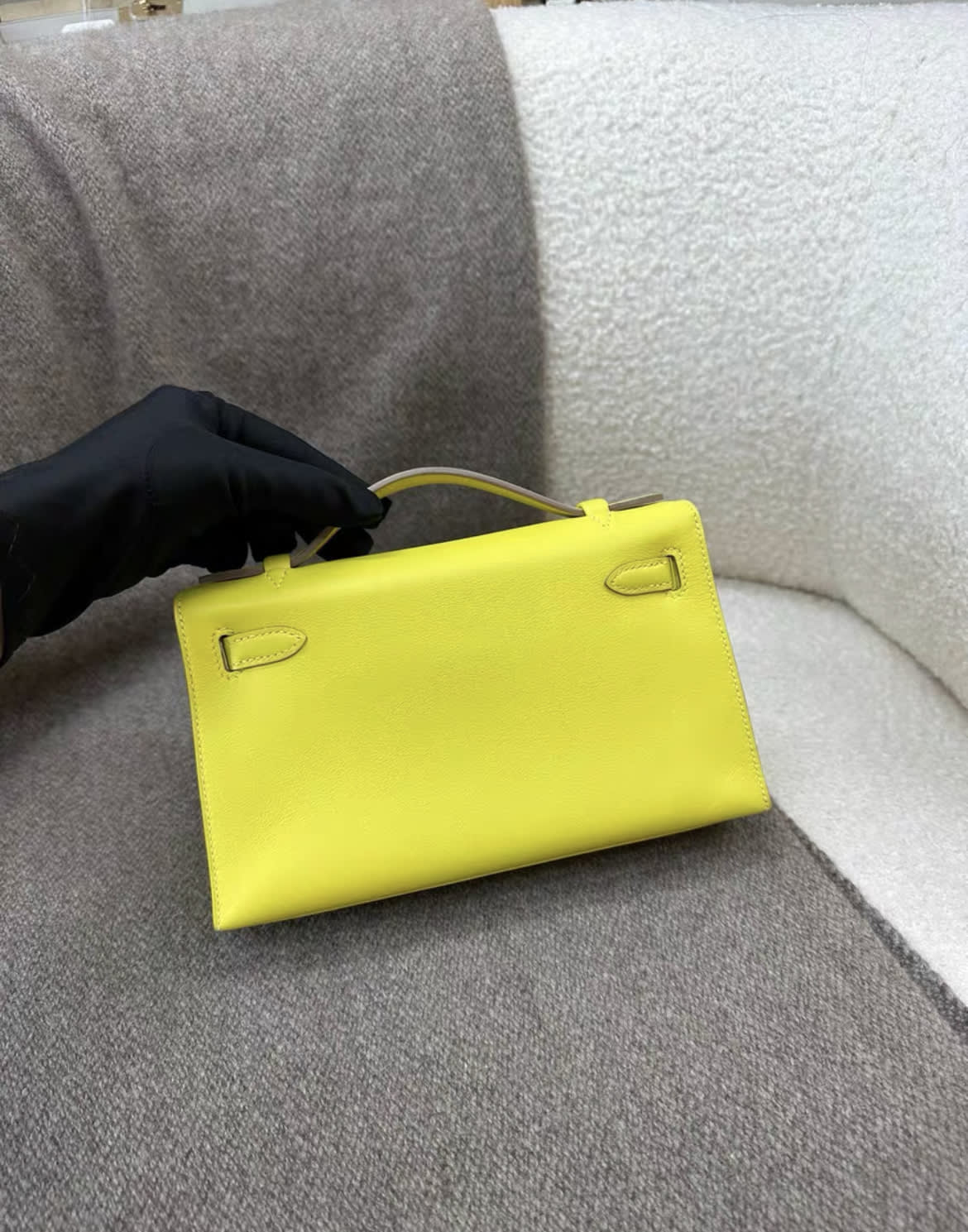 Hermès Kelly Pochette Lime Swift Gold Hardware