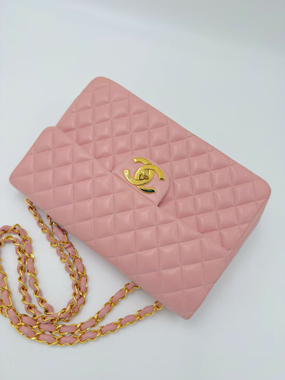 Chanel Vintage Maxi Flap Bag – Series 2 in Pink Lambskin with 24k Gold Hardware